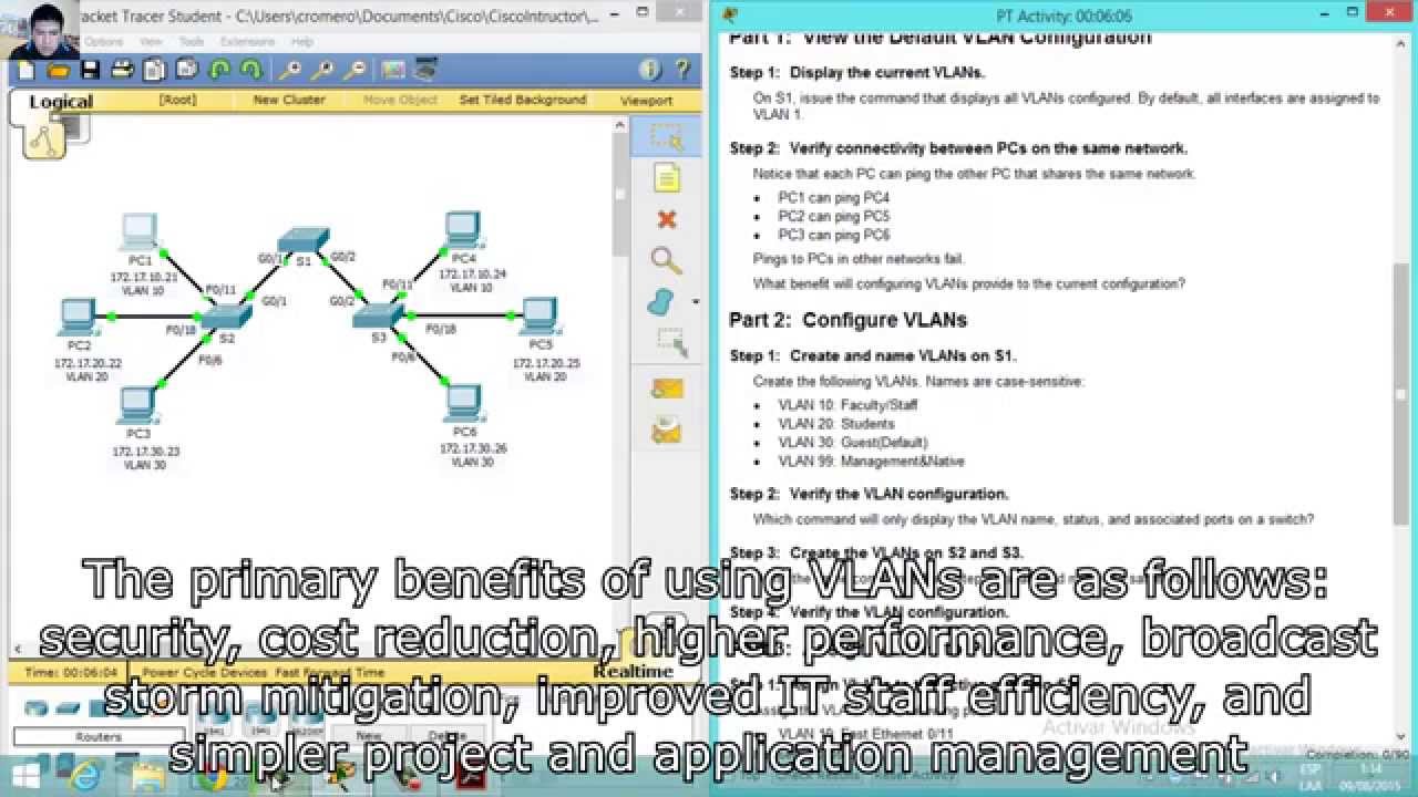3.2.1.7 Packet Tracer - Configuring VLANs