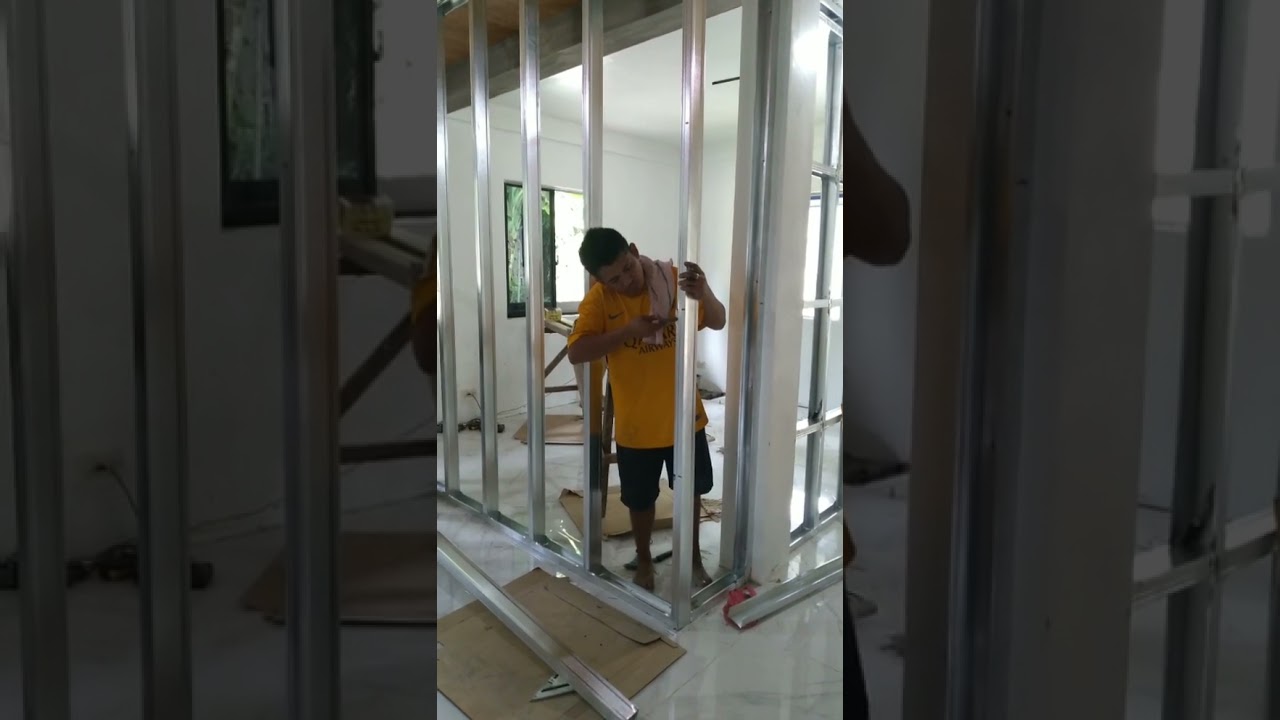 partition#short#metal stud#installation of wall partition