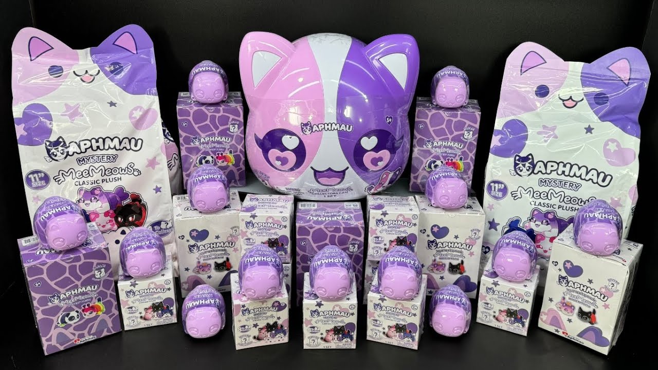 ASMR Huge APHMAU MeeMeow Plush Mystery Toys Oddly Satisfying Unboxing Collection