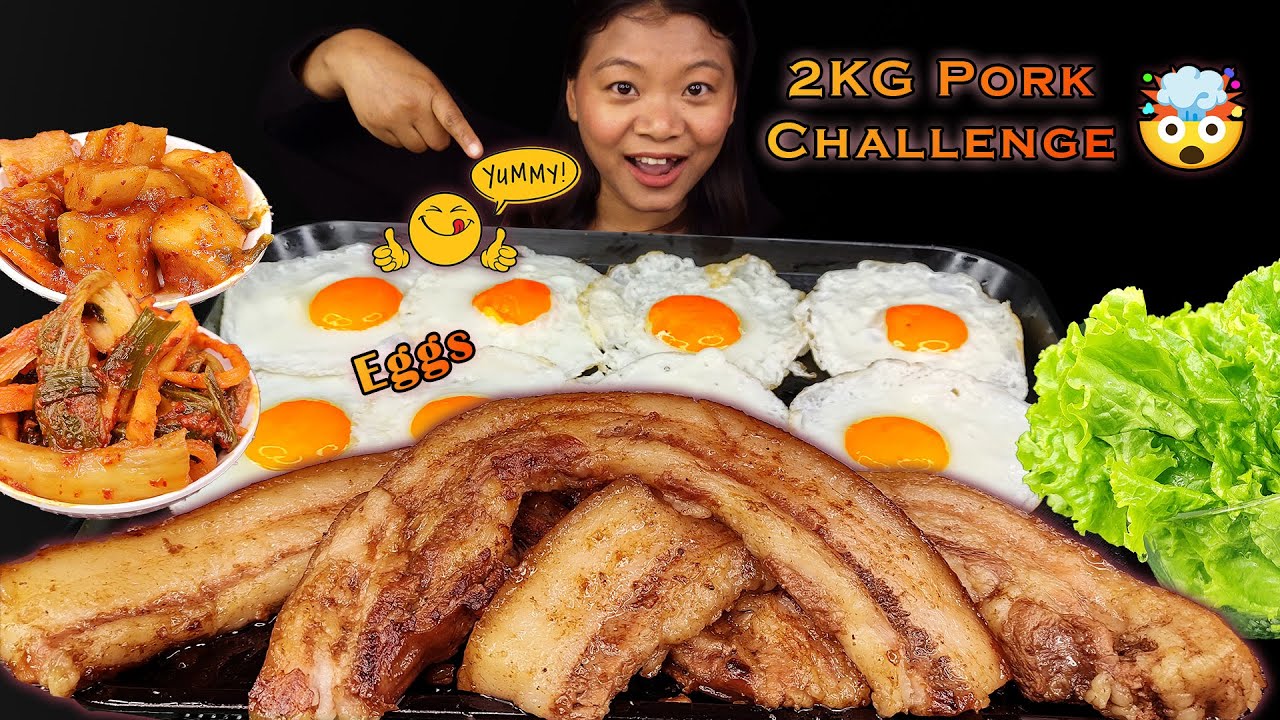 Eating 2kg Braised Pork Meat & Eggs, Eating Kimchi, Noodles & Pork Meat, Nepali Mukbang, Eating Show