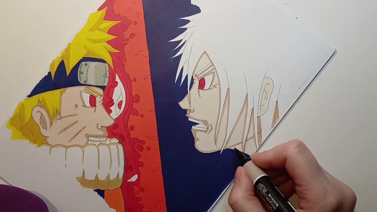 Naruto Uzumaki / Sasuke Uchiha (Naruto) by MOST - My Own Style Tribute - Version 2/2 - En couleurs.