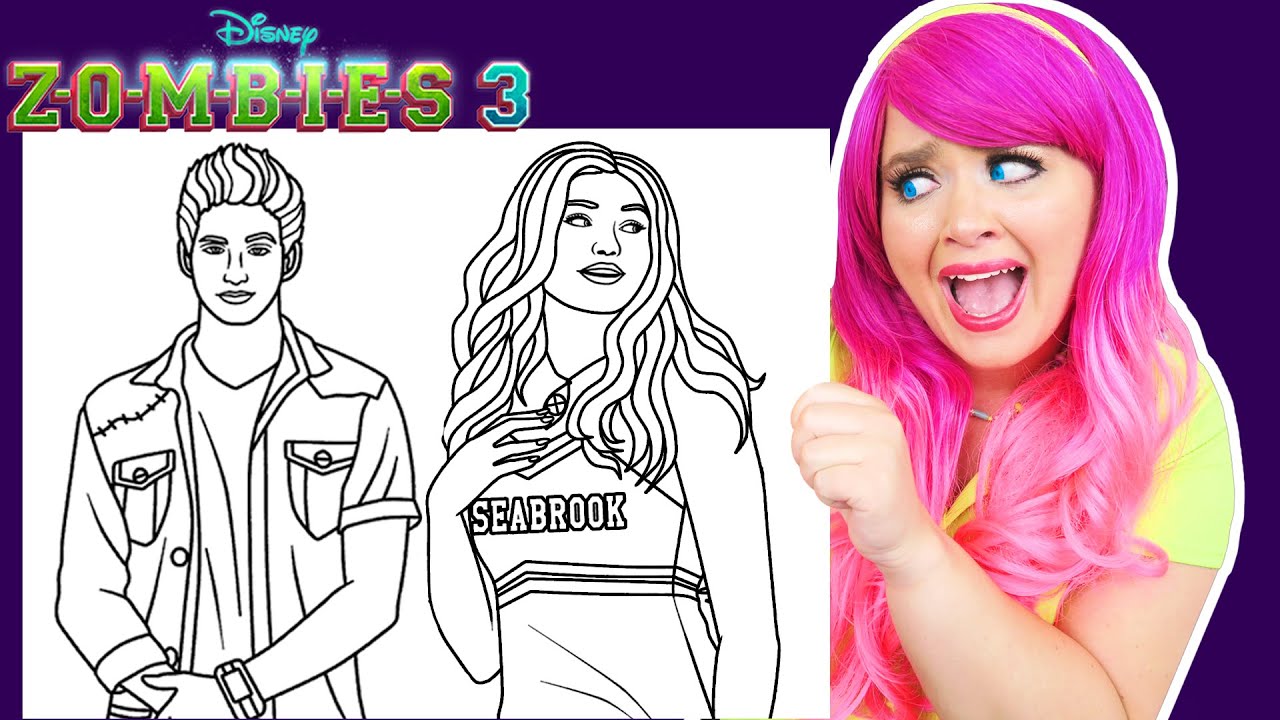 Coloring Zombies 2 Addison, Zed & Willa Coloring Pages | Prismacolor Paint Markers