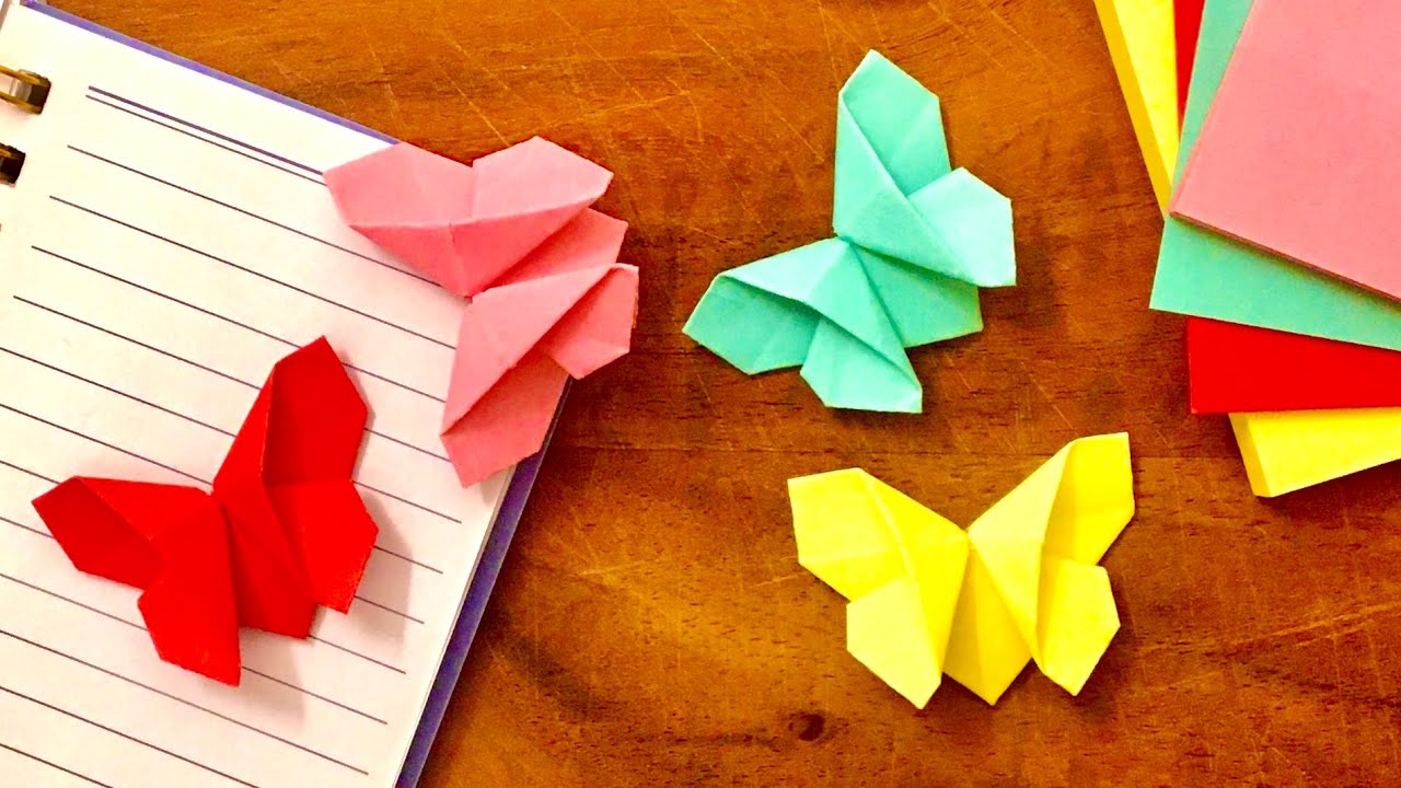 Easy Sticky Note Origami Bookmark Butterfly