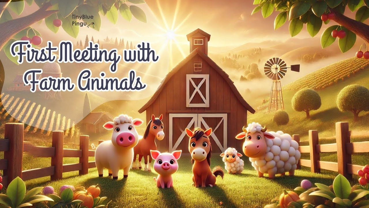 Farm Animals for Kids | Animal Sounds & Baby Animal Names | Fun Learning with @TinyBluePingu