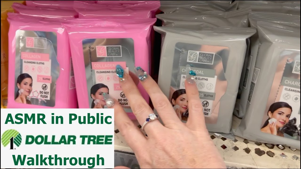 ASMR In Public | Dollar Tree Walkthrough With Gum Chewing Voice Over | Whispered Tapping