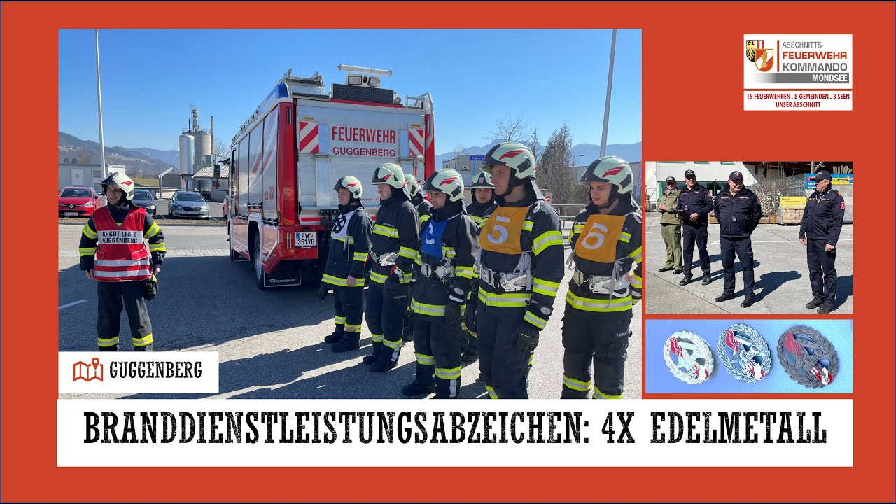 Leistungsprüfung Branddienst: 4x Edelmetall für die Feuerwehr Guggenberg