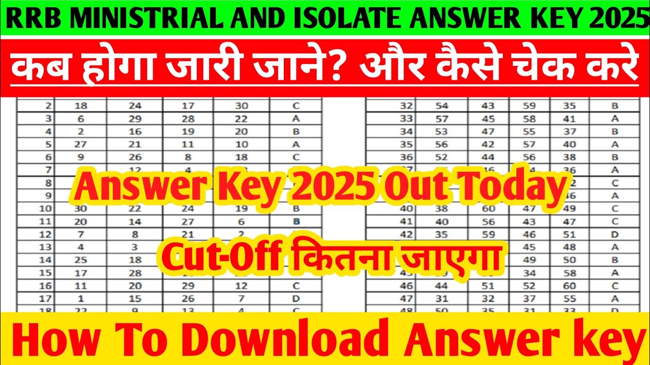 RRB ministerial and isolated categories answer key 2025 kaise check Karen ||Teacher Answer key 2025 
