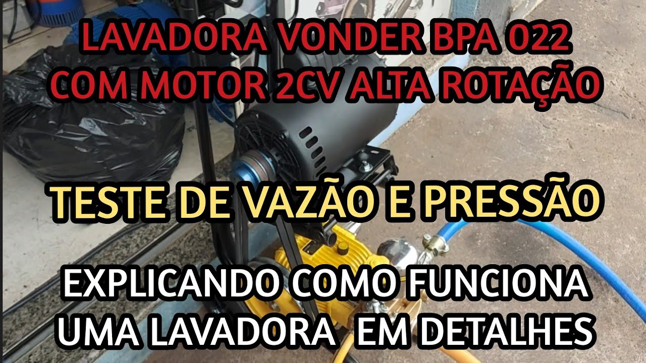 COMO FUNCIONA UMA LAVADORA DE ALTA PRESSÃO 3 PISTÕES | LAVADORA VONDER BPA022 COM MOTOR 2CV ALTA
