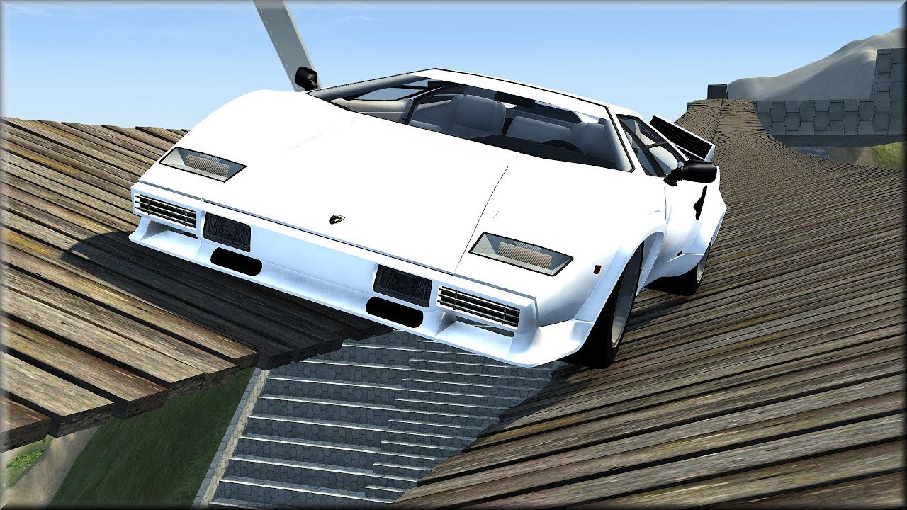 BeamNG Drive Vehicles Vs Splitting Suspension Bridge - Insanegaz
