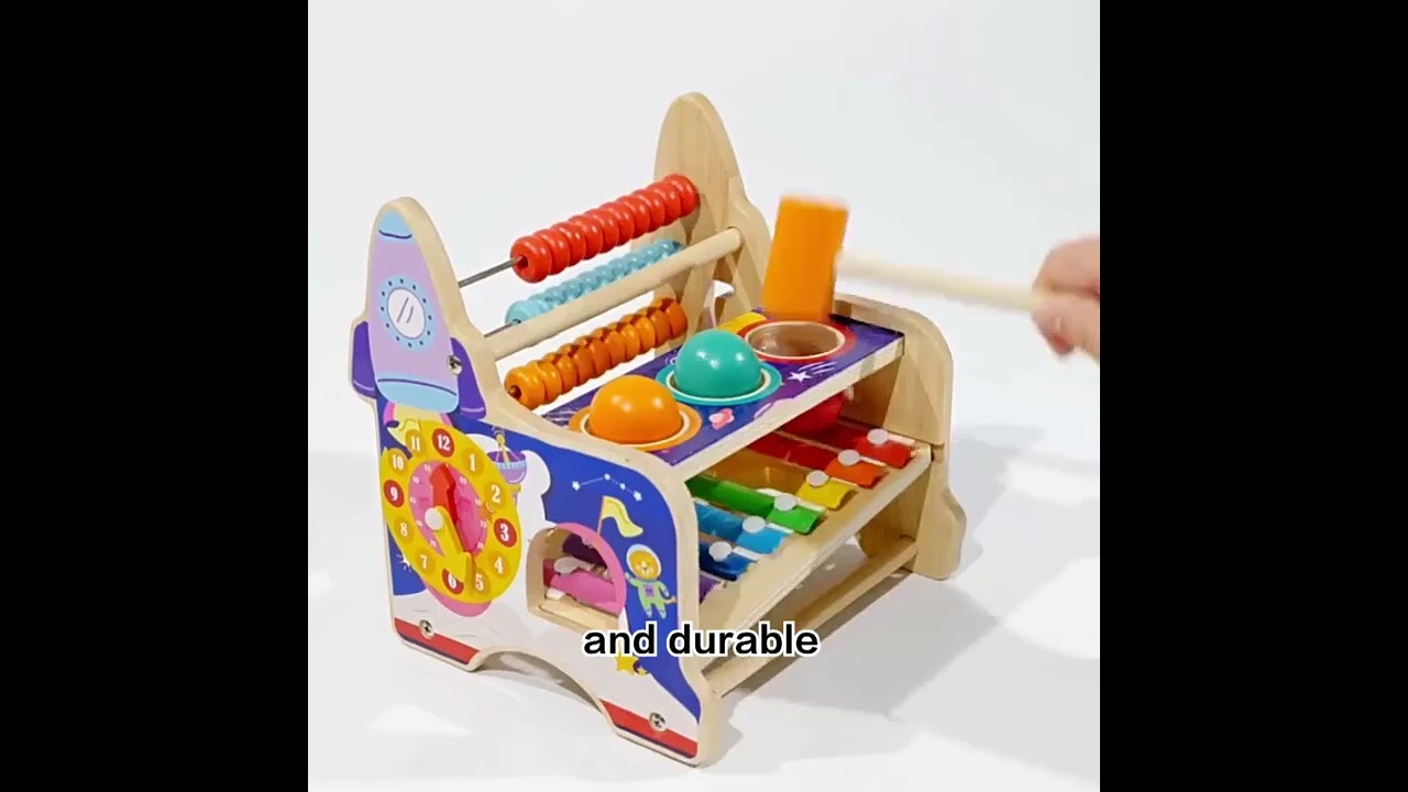 Early Educational Wooden Baby Montessori Toys Toddler Sensory Toy Whack A Mole Hammering Pounding To