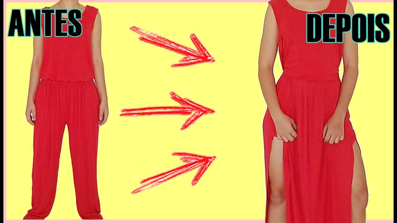 TRANSFORMANDO MACACÃO EM VESTIDO COM FENDAS