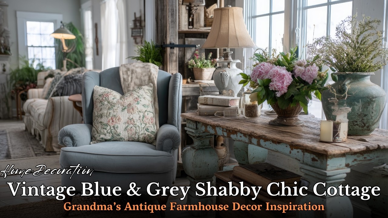 Vintage Blue & Grey Shabby Chic Cottage Home Tour: Timeless Farmhouse Decor Inspiration You’ll Love!