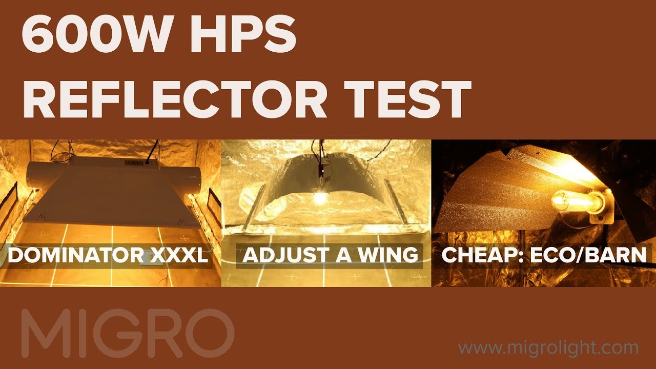 HPS reflector comparison test - Dominator XXXL Vs Adjust a wing Defender Vs budget Eco/Barn Type