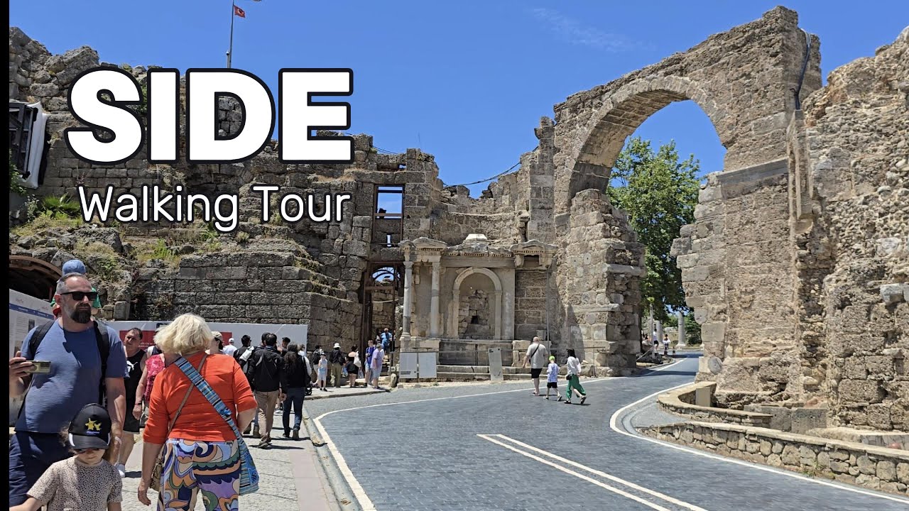 Side Antik Kenti T&uuml;rkiye Walking tour | Ancient Ruins Side Antalya Turkey 2025 4K 60FPS