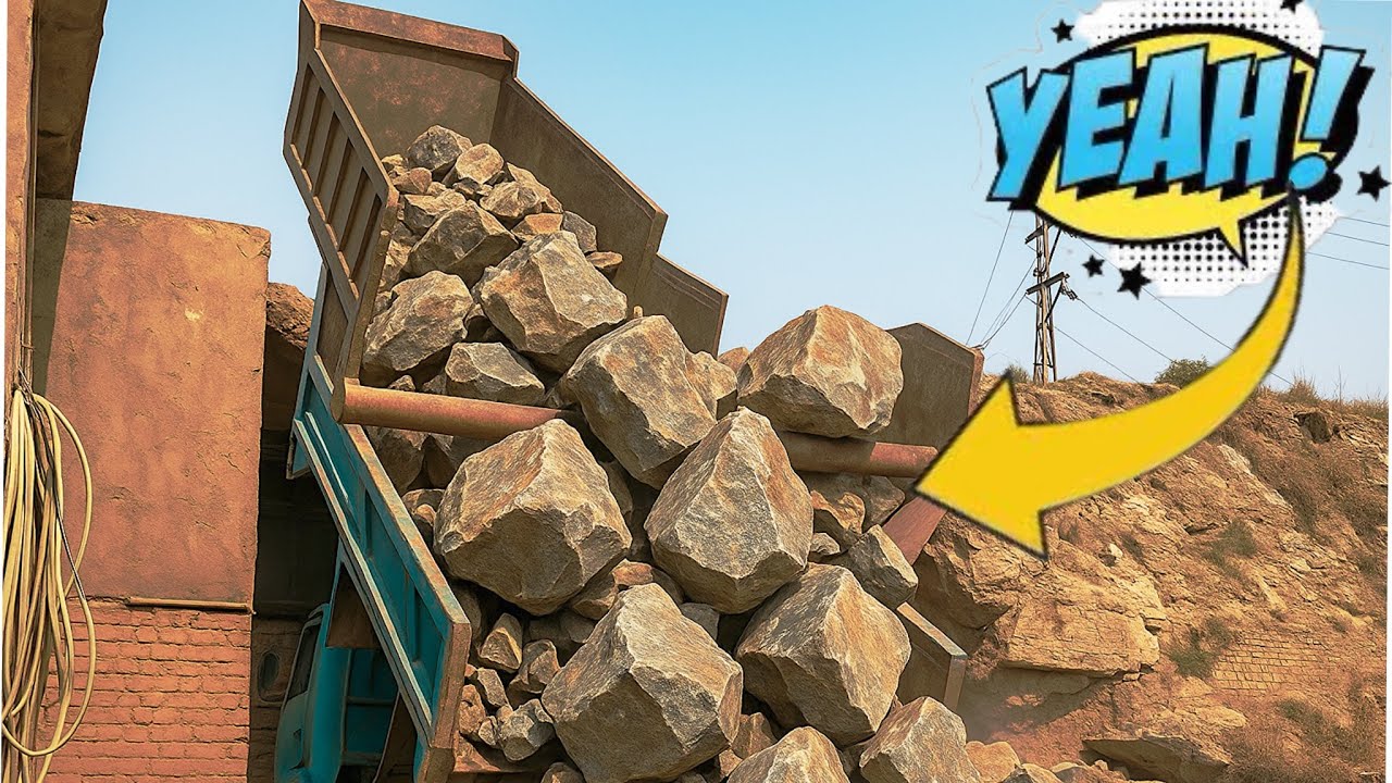 PLAYING with GIANT Rocks! ASMR Rock Quarry CRUSHING Operations - Primary Jaw Crusher in Action.