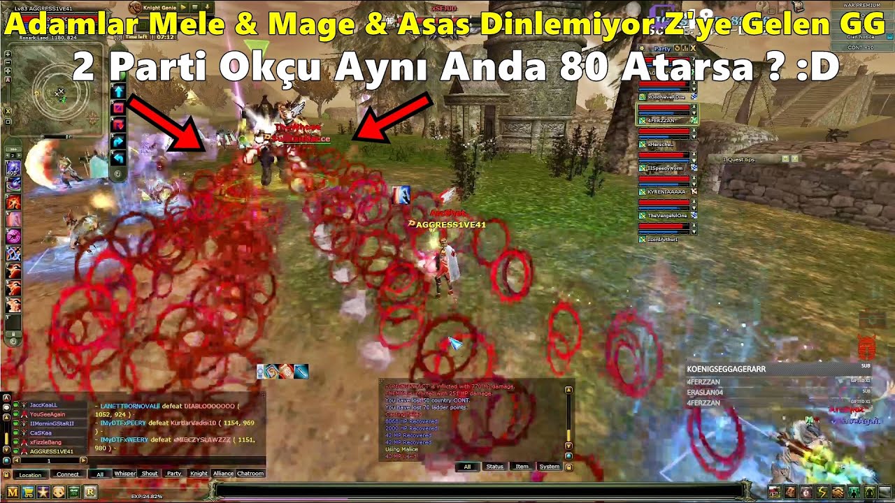 AGGRESS1VE41 - Destanda 2 Parti Ok&ccedil;u İle PK'ya &Ccedil;ıkıyorlar | Z'ye Gelen Yok Oluyor :D | Knight Online