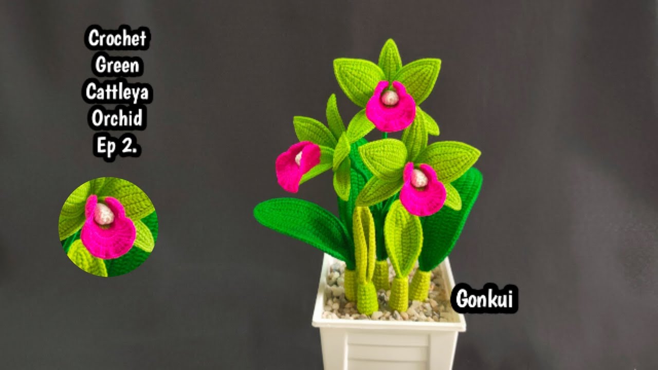 Crochet flower |Crochet Green Cattleya Orchid flower Ep 2.Pollen #crochetflower #crochet #tutorial