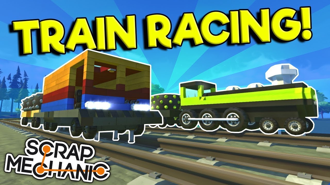 RACING & CRASHING TRAINS! - Scrap Mechanic Multiplayer Gameplay - Best Train Race Creations