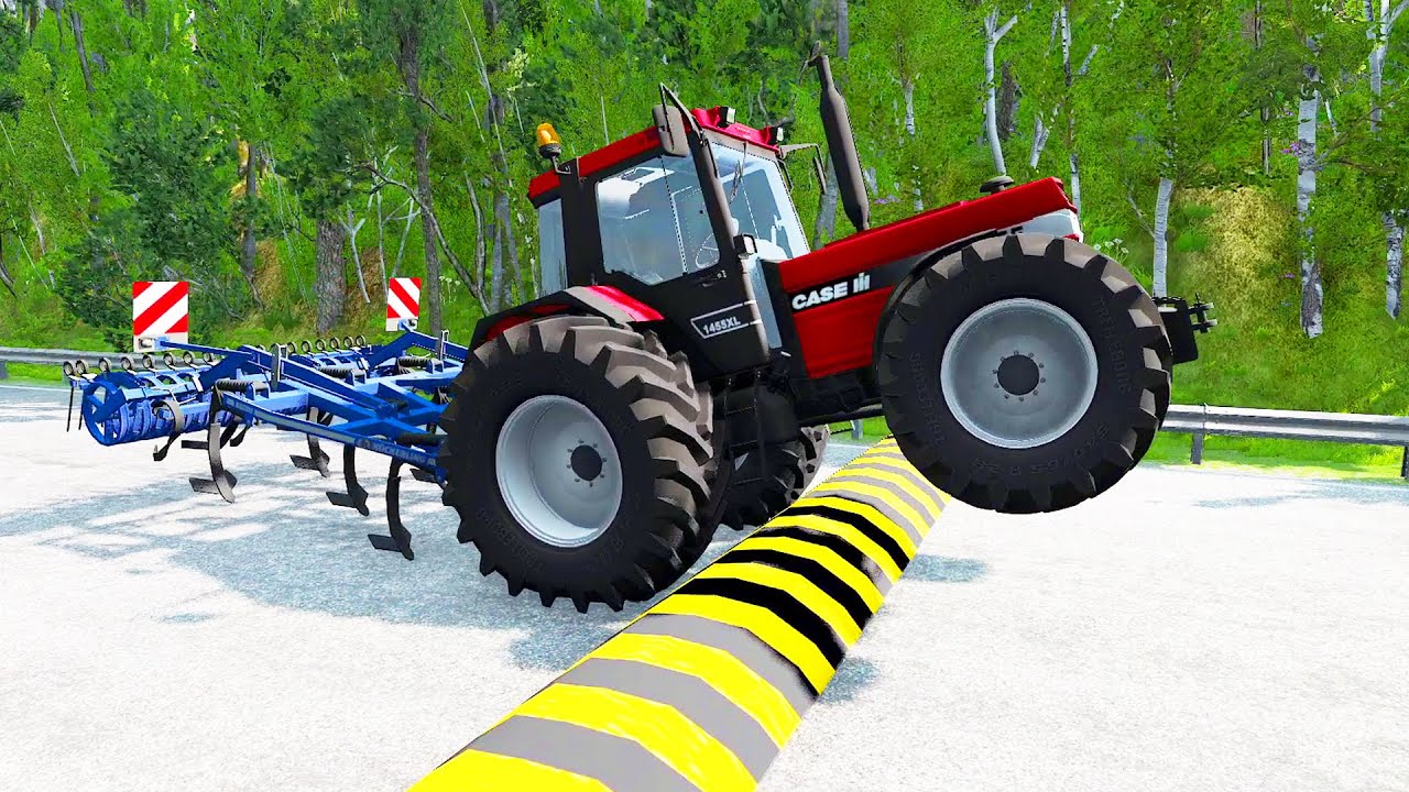 Tractors Vs Massive Speed Bumps - BeamNG.Drive