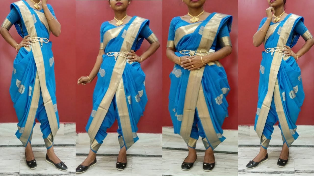 dhoti silk saree draping tutorial | how to drape dhoti saree step by step
