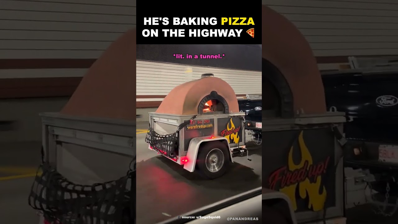he's baking pizza on the highway.. 🍕 #shorts