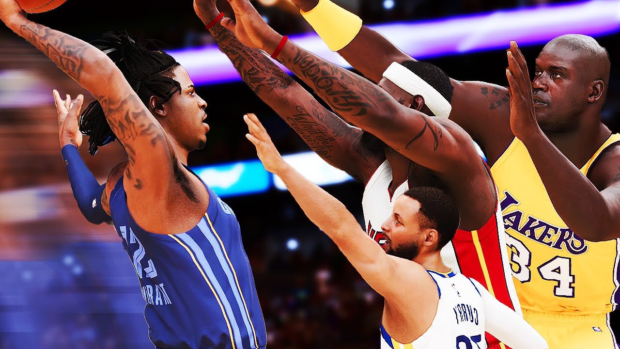 Постер NBA 2K24. Скан-данк с Джа Морантом во все эпохи НБА...