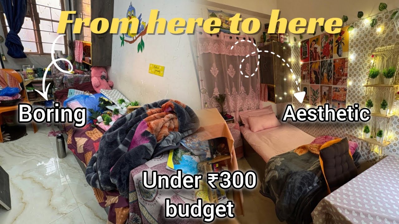 Low Budget Hostel Room Makeover 🛏️ ||Before vs After Transformation✨ #aesthetic 
