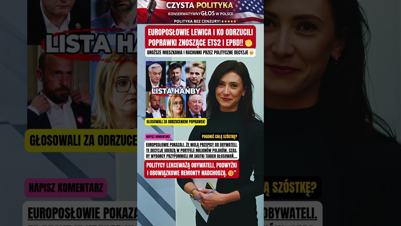 EUROPOSŁOWIE LEWICY I KO ODRZUCILI POPRAWKI ZNOSZĄCE ETS2 I EPBD! ✊