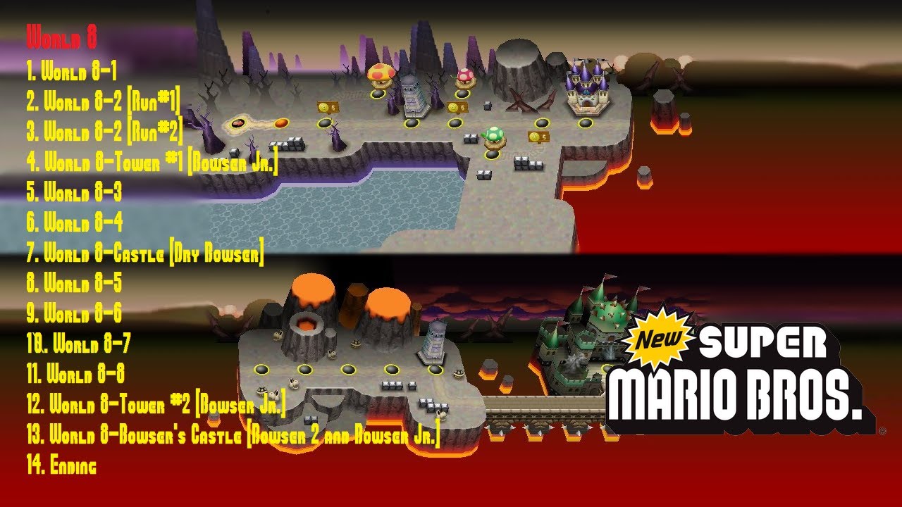 New Super Mario Bros (DS|High Res) (100%) (8/8) / World 8 & 100% Completion [4:3/4K@60]
