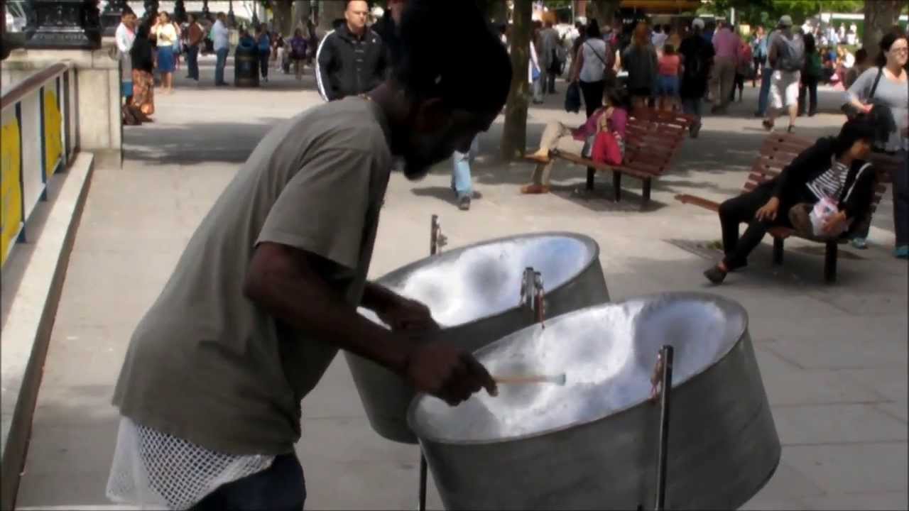 London Street Music from Steel Drums, Steelpan. Caribbean Instrument