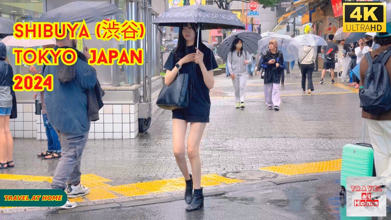 【4k hdr】 3 Hours Rainy day Walk in Shibuya (渋谷) Tokyo Japan | Relaxing Natural City ambience