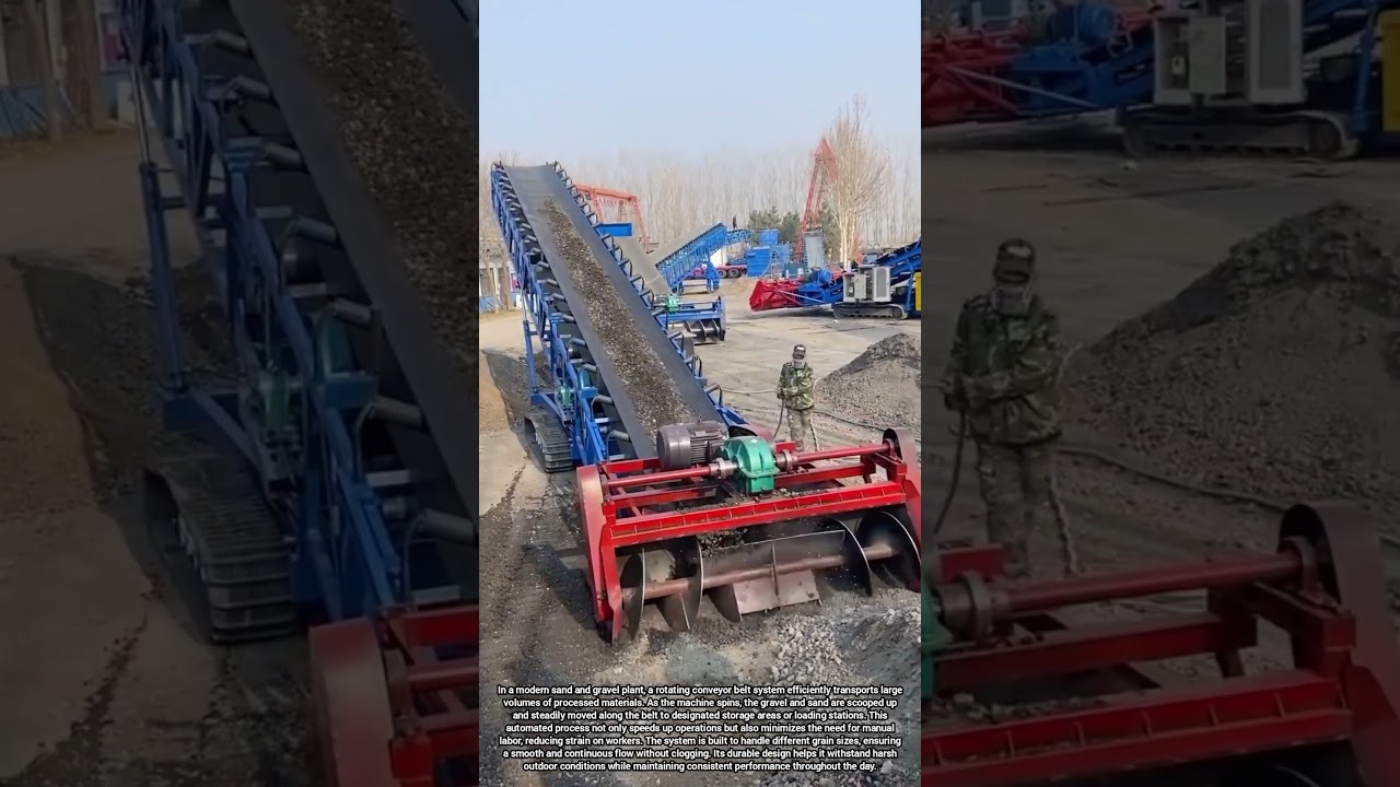 Rotating Conveyor System Transferring Sand and Gravel in a Processing Facility