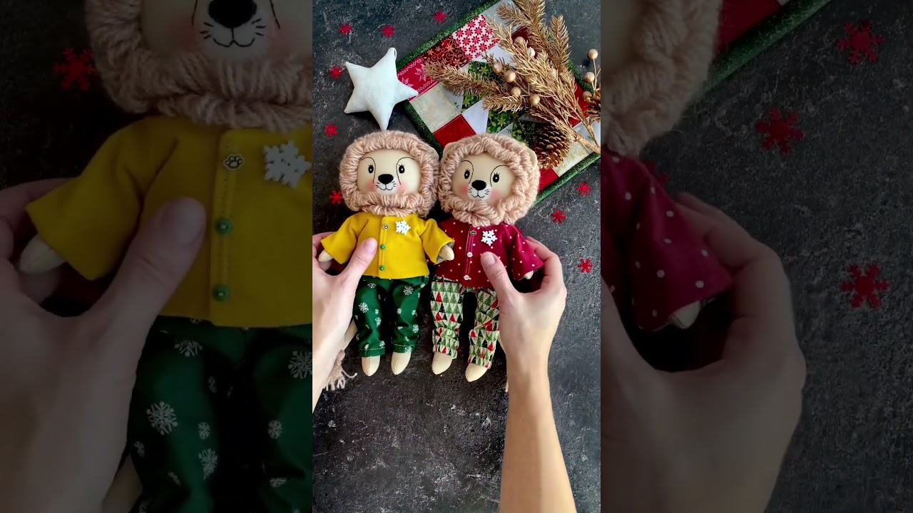 Handmade textiles soft toys Lions for playing