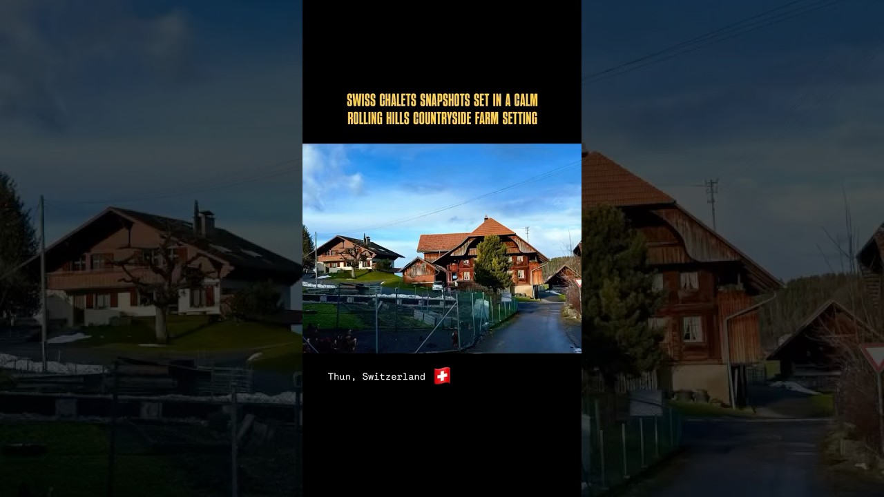 Swiss chalets snapshots set in a calm countryside farm homestay setting 
