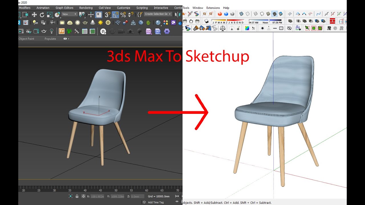 part-1 تحويل من ماكس إلى سكتش اب بالخامات - Convert any Max file to SketchUp with textures part1