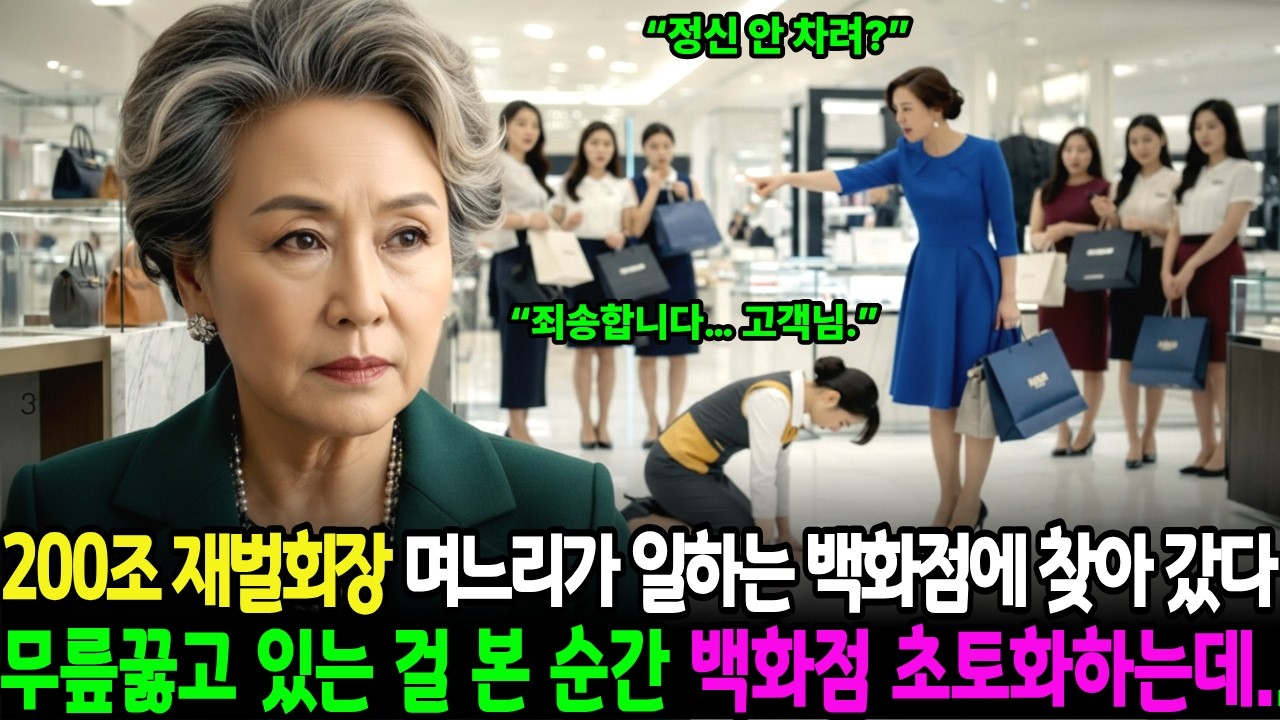 200조 재벌회장 며느리가 일하는 백화점에 찾아 갔다 무릎꿇고 있는 걸 본 순간 백화점 초토화하는데...#재벌회장 #백화점갑질 #사이다반전 #시니어드라마 #감동스토리