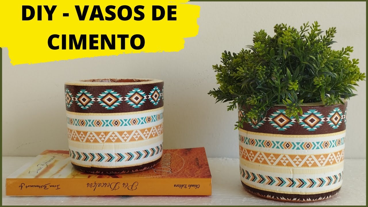 DIY | COMO FAZER DECOUPAGEM EM VASINHOS DE CIMENTO | IDEIA FACIL E BARATA | FAÇA PARA VENDER