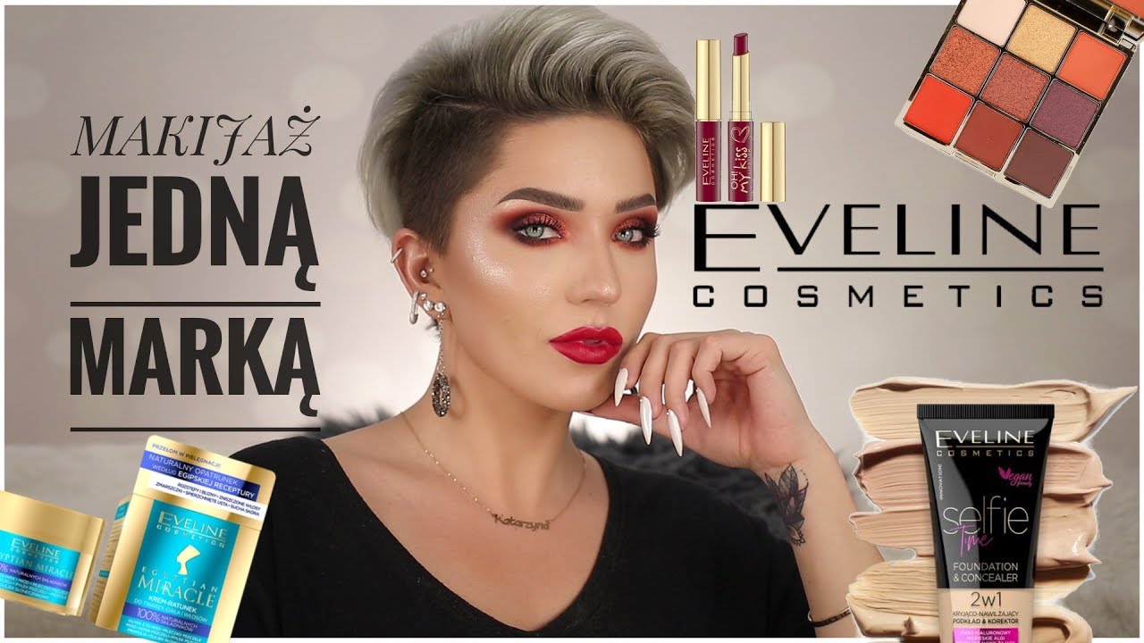 MAKIJAŻ JEDNĄ MARKĄ EVELINE COSMETICS | + BRWI NA MYDŁO? | kitulec