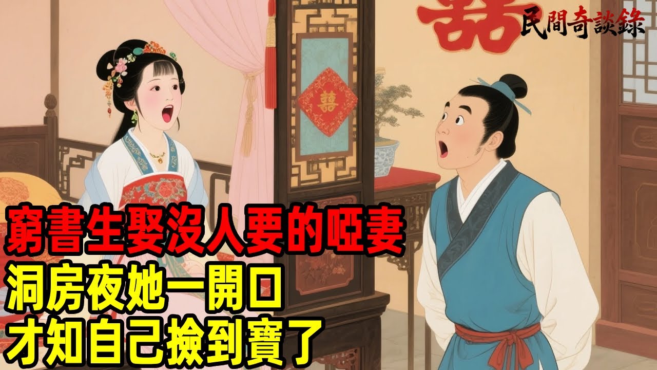 窮書生娶沒人要的啞妻，洞房夜她一開口，才知自己撿到寶了...【民間奇談錄】#民間故事 #台灣傳說 #懸疑故事 #銀髮頻道 #懷舊故事 #助眠故事
