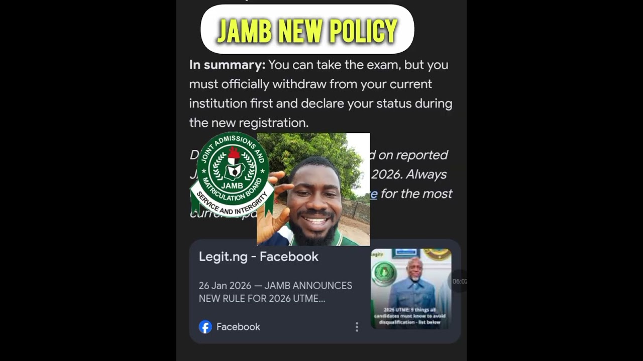 OPEN APPEAL TO THE JAMB REGISTRAR ON THE UTME POLICY AFFECTING MATRICULATED STUDENTS