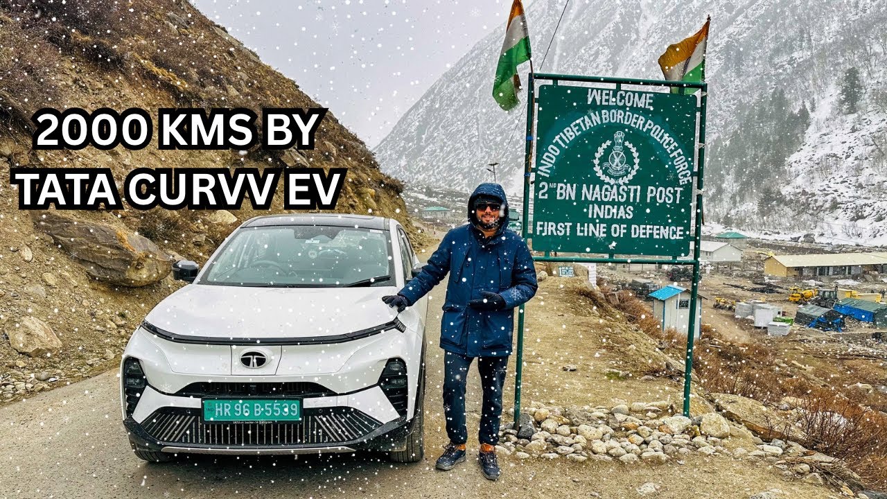 Tata Curvv Ev in snowfall | Curvv Ev at Indo-tibet border Chitkul | Electric car in Chitkul