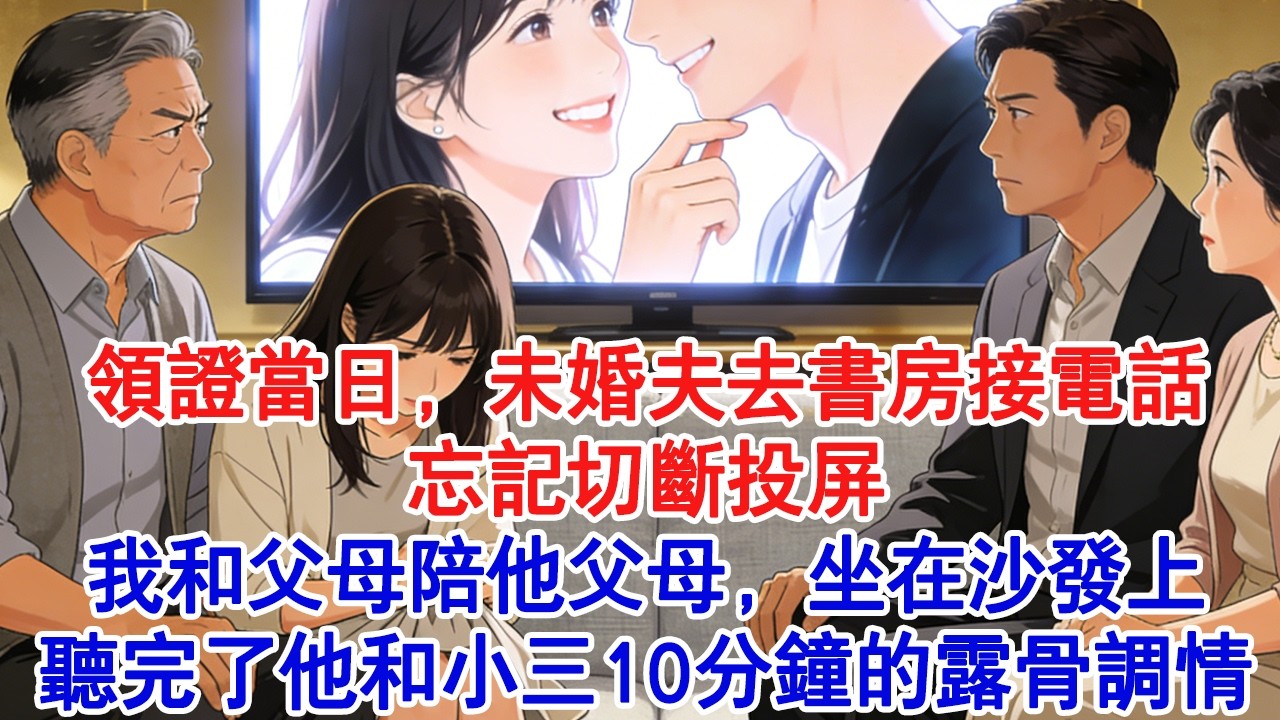 【情感故事】領證當日，未婚夫去書房接電話，忘記切斷投屏，我和父母陪他父母，坐在沙發上聽完了他和小三10分鐘的露骨調情。#小說 #愛情 #故事