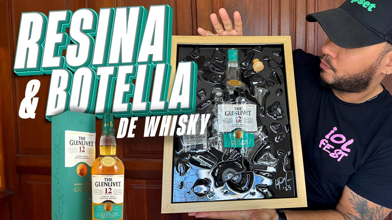 Como hacer un cuadro de Botella de Whisky y RESINA EPOXICA🔥 | Broken Whisky Bottle RESIN ART