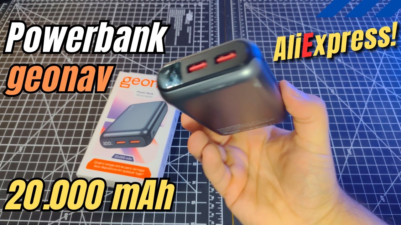 Achei no AliExpress - Power Bank Geonav de 20mil mAh - perfeito pro EDC