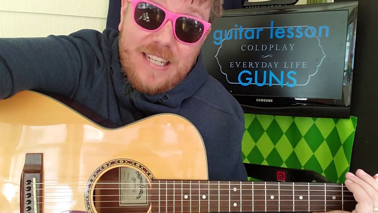 How To Play GUNS COLDPLAY // guitar tutorial beginner lesson tabs easy chords