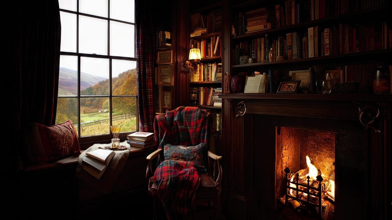 📚 Cozy Reading Nook with Fireplace Ambience | Peaceful Autumn Study & Relaxation | No Ads