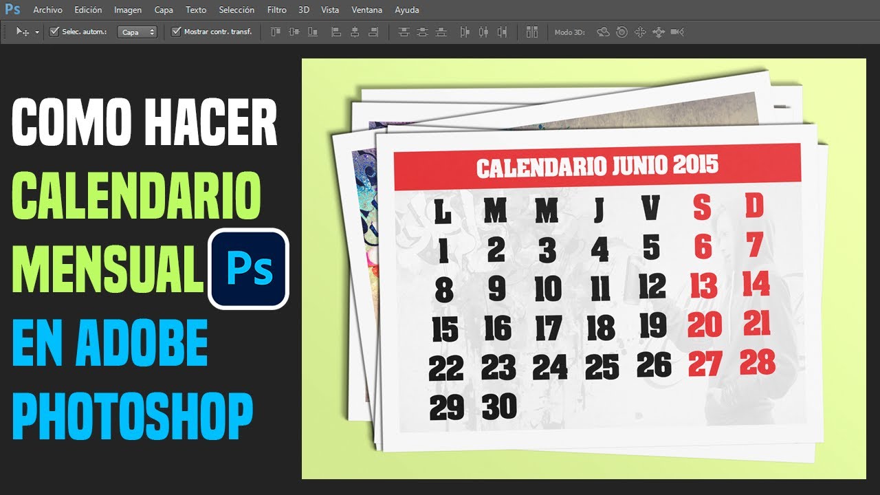 Como hacer Calendario Mensual en Photoshop.