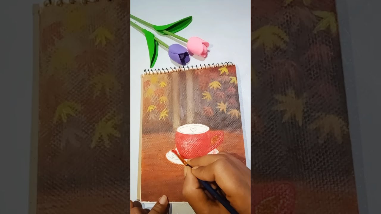 Realistic coffee cup drawing painting🎨acrylic colour  @artbyupasona #artist#art#painting#beginners
