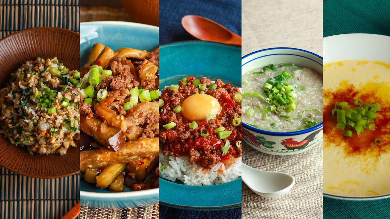 漢堡扒變出5道家常菜【蒸水蛋 】【碎牛粥】【香辣肉碎煮茄子】【窩蛋茄牛飯】5 Patties x HK Home Cooking | Steam Egg| Sir-Fry Rice （ENG sub)