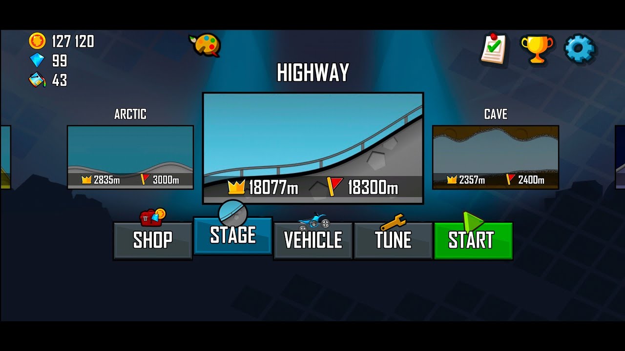 Hill Climb Racing (2012) - Highway - All Vehicles and All Records